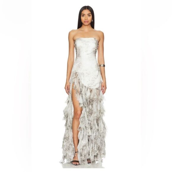 Retrofete Verena Snake Animal Print Silk Ruffle Strapless dress size small NWT - Picture 11 of 11